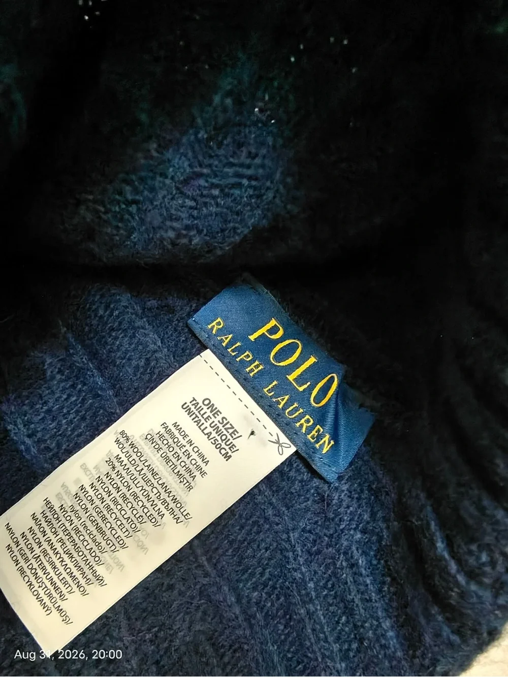 NWOT Polo Ralph Lauren Merino Wool Blend Beanie Navy BLUE Red PONY ONE SIZE